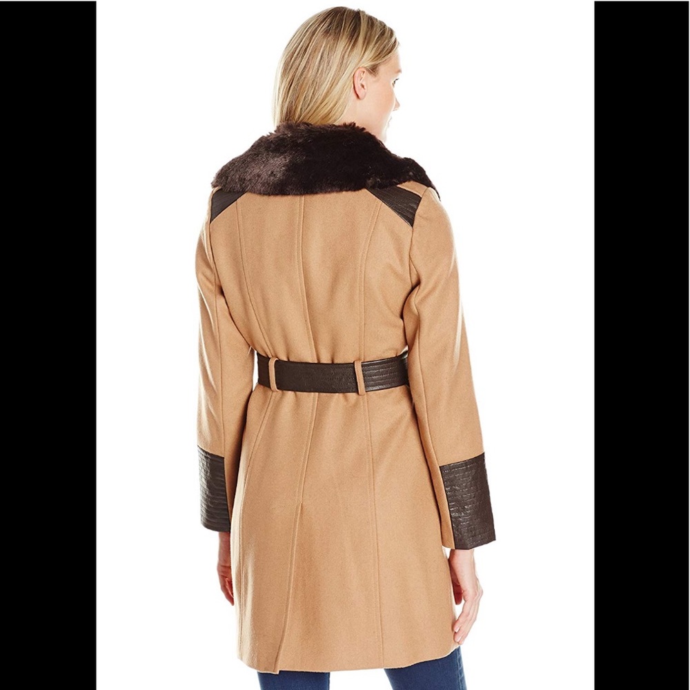 Via spiga Mid-Length BeltWool Fur Collar camel,NWT - Picture 4 of 5